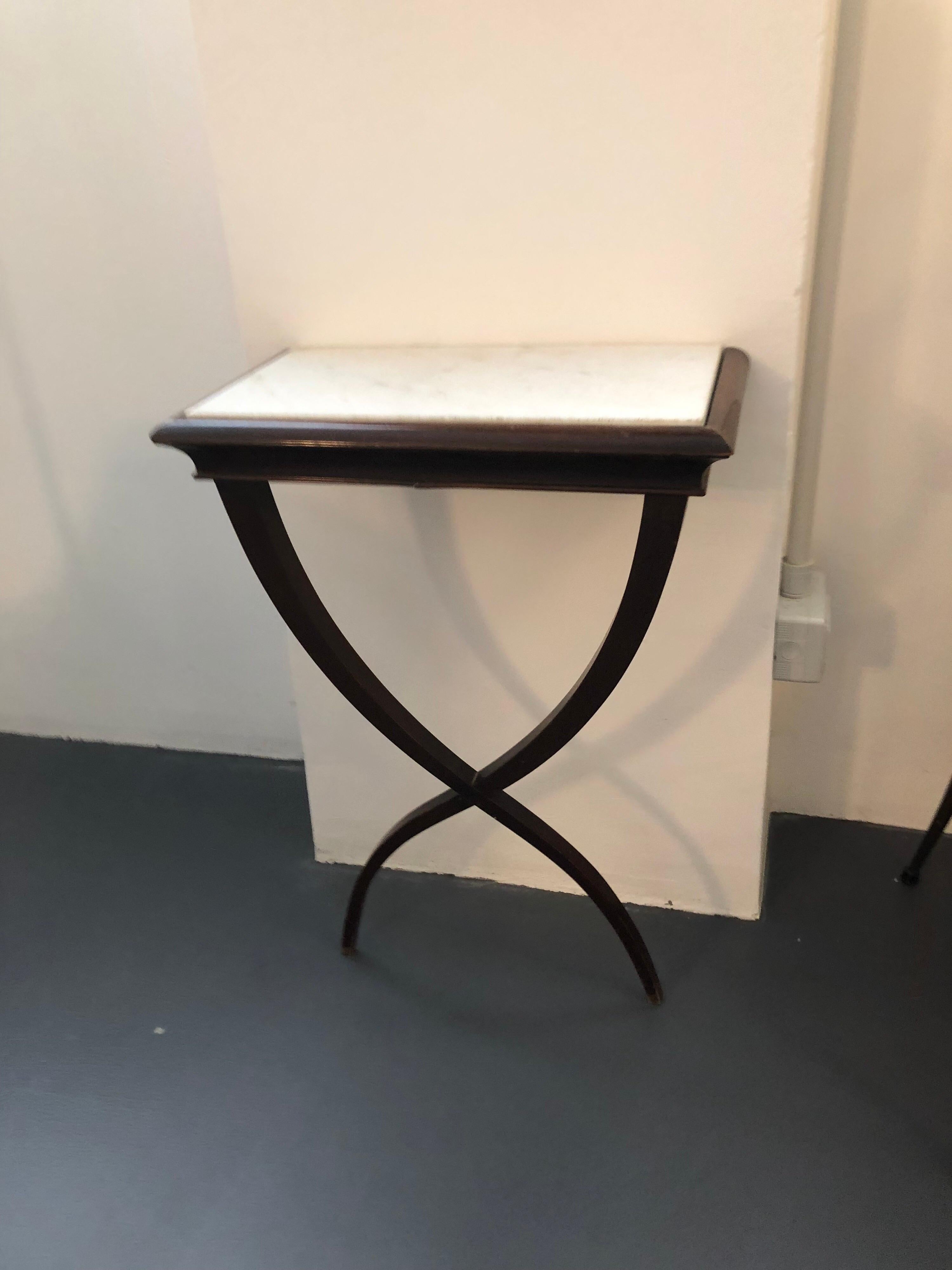 Pair of Wood and Marble Consoles by Paolo Buffa, Italy, 1950s In Good Condition For Sale In Catania, IT
