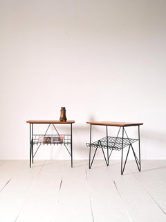 Pair of wood and metal side tables