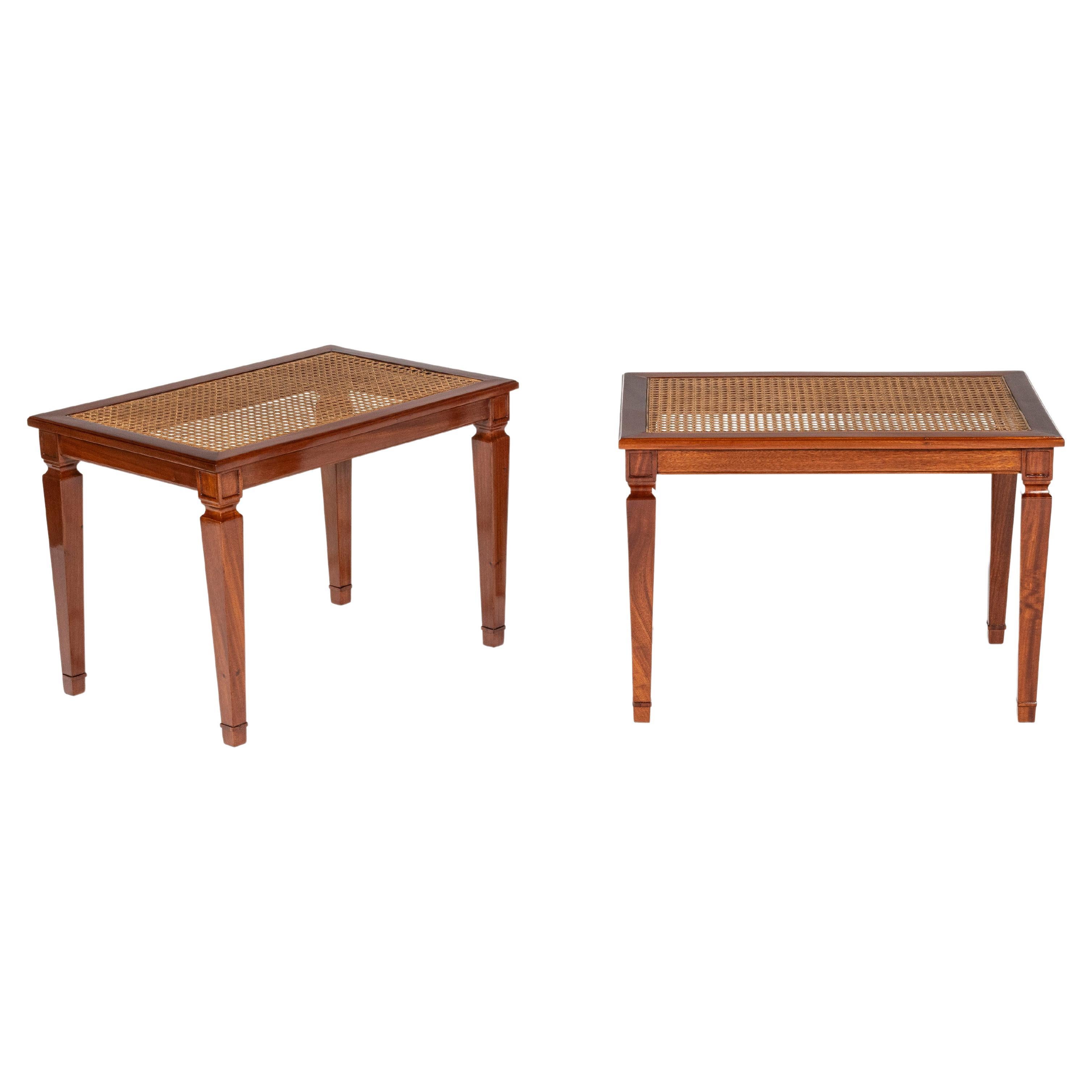 Coppia di sgabelli in legno e rattan di Comte, Argentina, Buenos Aires, circa 1940