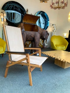 Paire de fauteuils pliants en bois et daim, Italie, années 1950