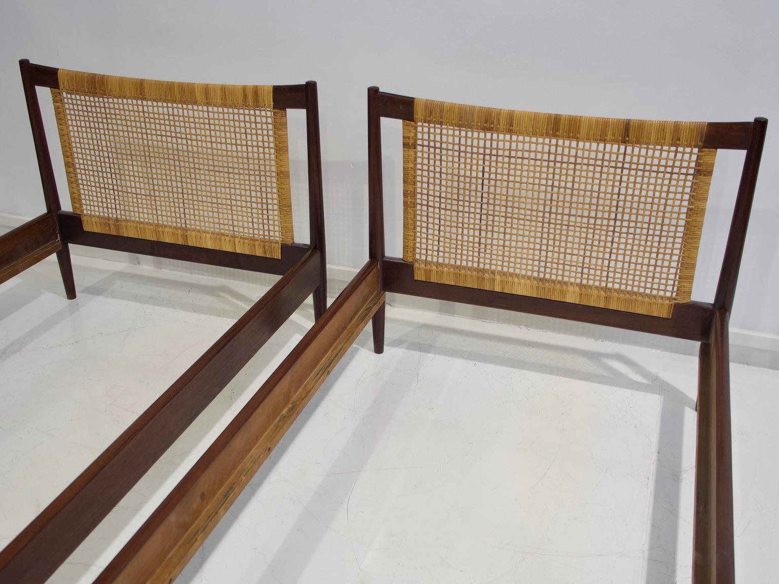 Pair of Wood and Wicker Bed Frames by Børge Mogensen 2