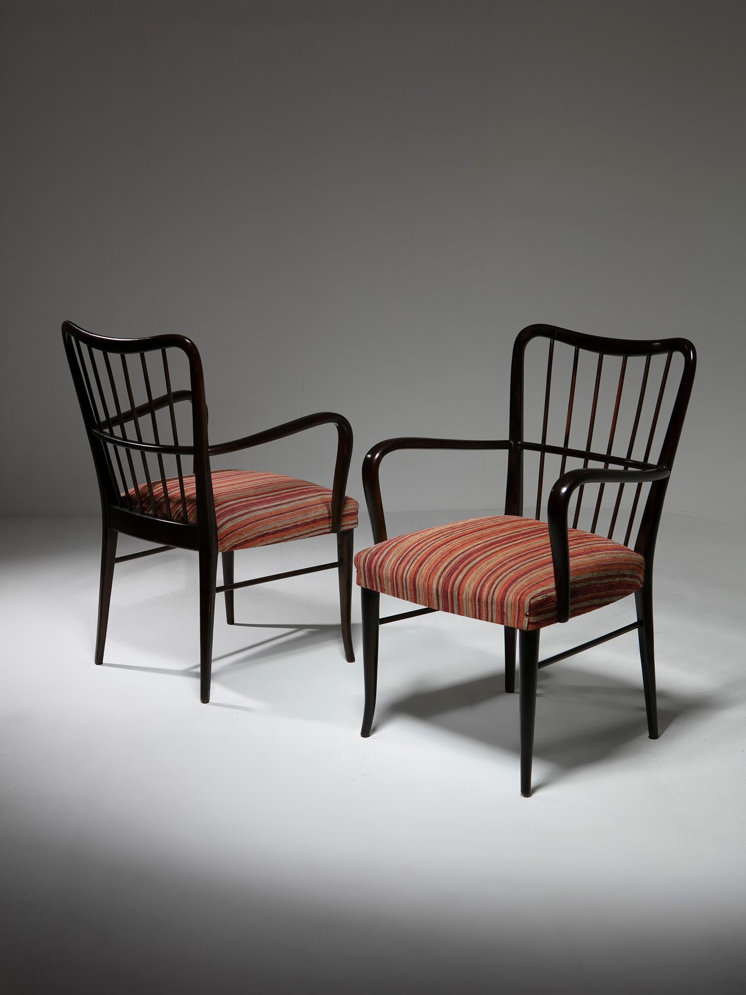 Paire de fauteuils en Wood attribués à Paolo Buffa, Italie, années 1950 Bon état - En vente à Milan, IT