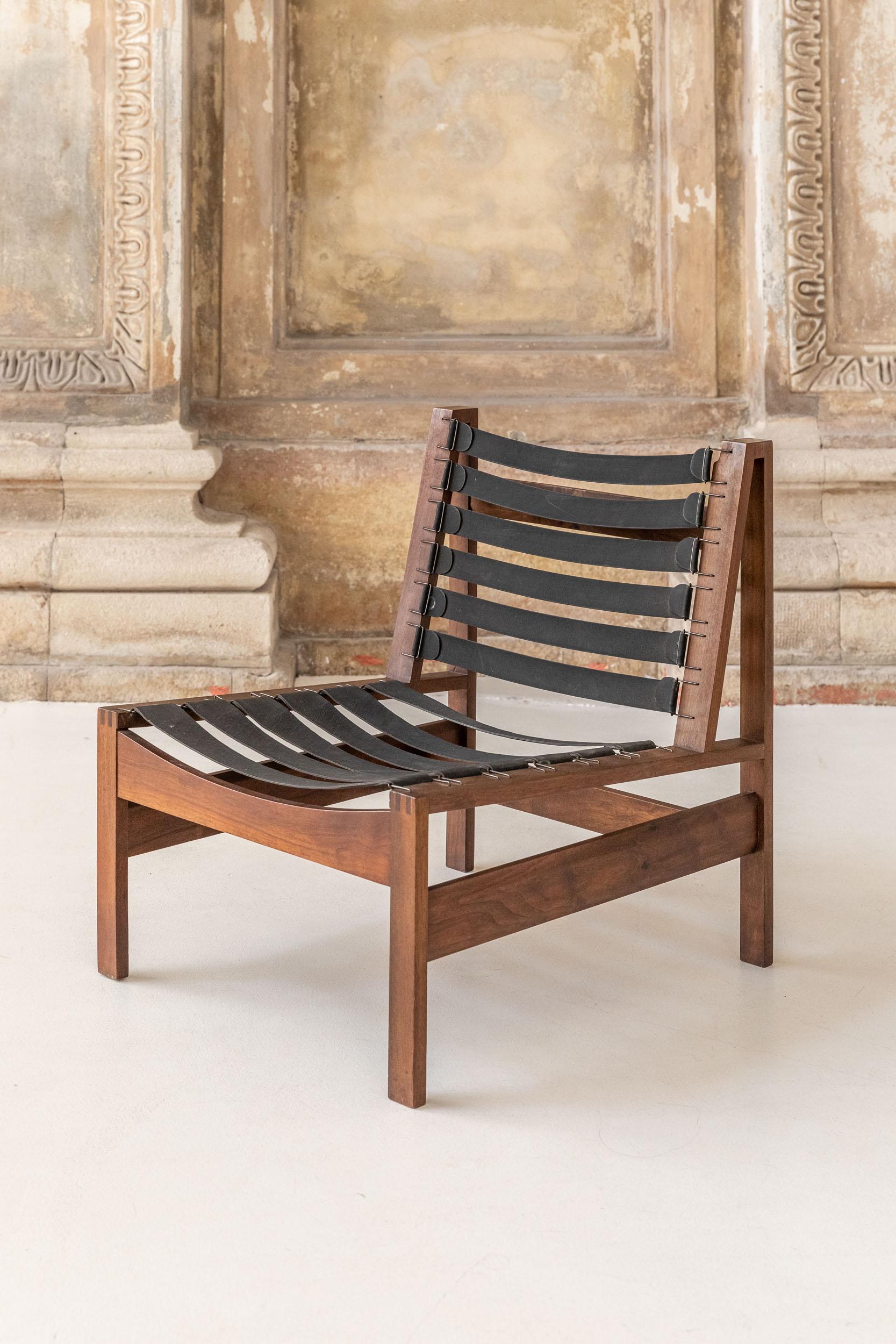 Pair of Wood Armchairs, Black Stripes and Écru Cushions 10