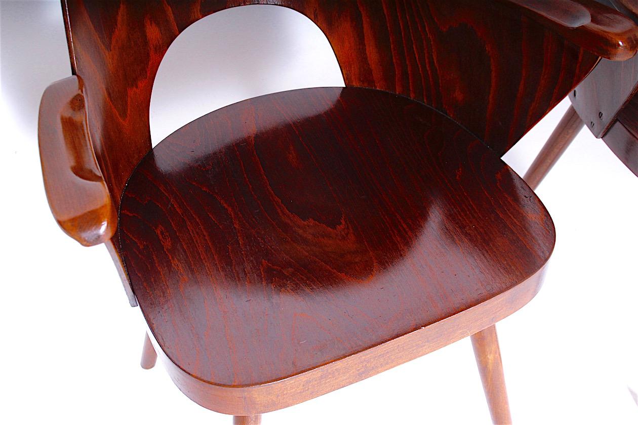 Mid-Century Modern Pair of Wood Armchairs Designed by Oswald Haerdtl