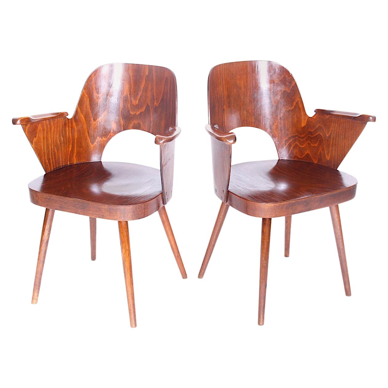 Pair of Wood Armchairs Designed by Oswald Haerdtl