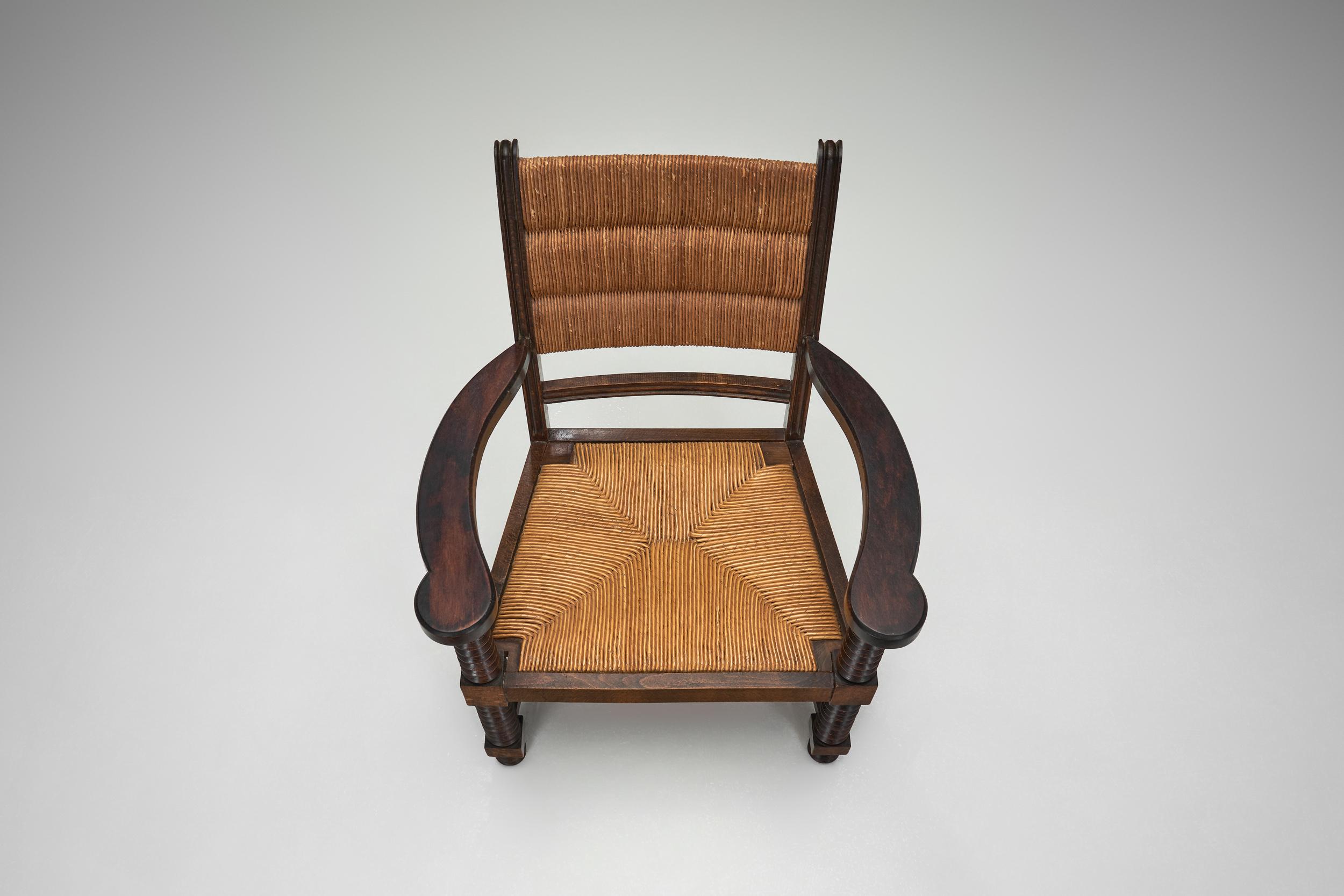 Bois Paire de fauteuils en Wood à la manière de Charles Dudouyt, Europe ca 1940s en vente