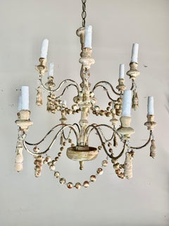 Twelve-Light Beaded Chandelier with Hand-Finished Patina