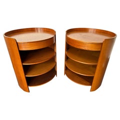 Pair of Wood Bedside Tables by Luigi Caccia Dominioni for Azucena. Italy, 1960s