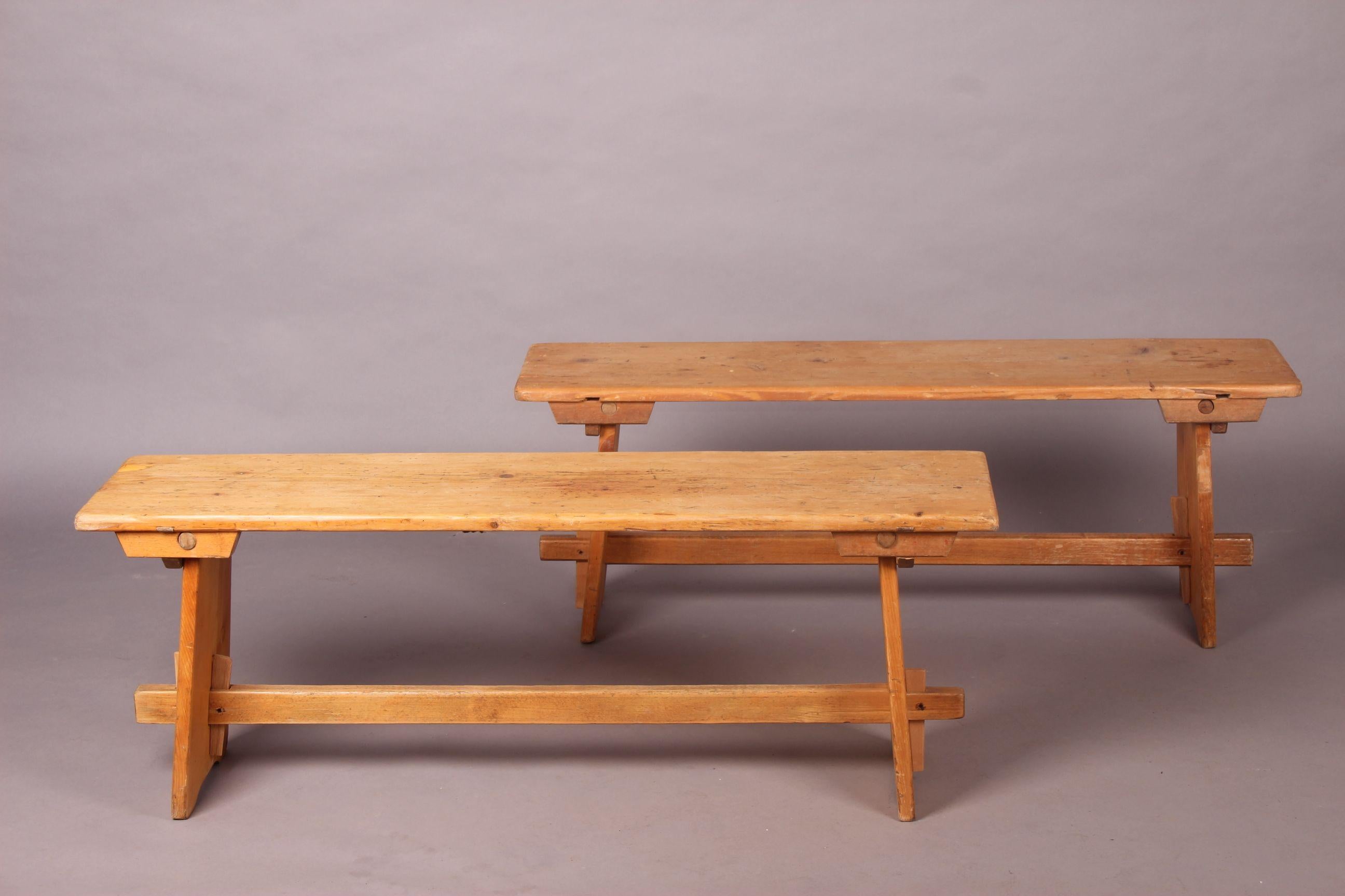 Mid-20th Century Pair of Wood Bench