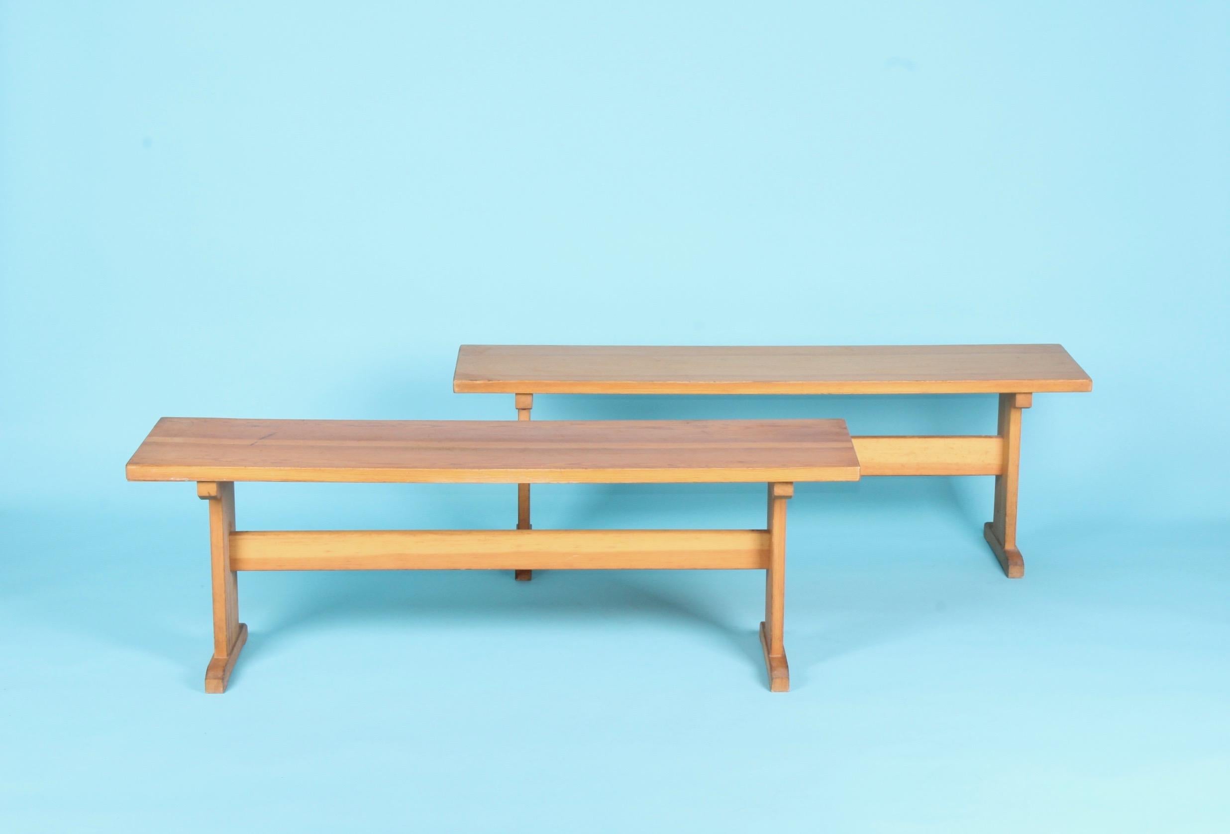 Late 20th Century Pair of Wood Bench