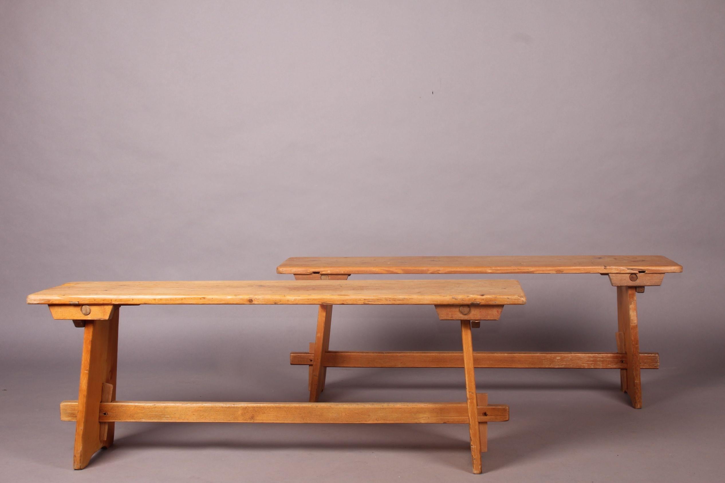 Pair of wood bench, some small lack of wood.