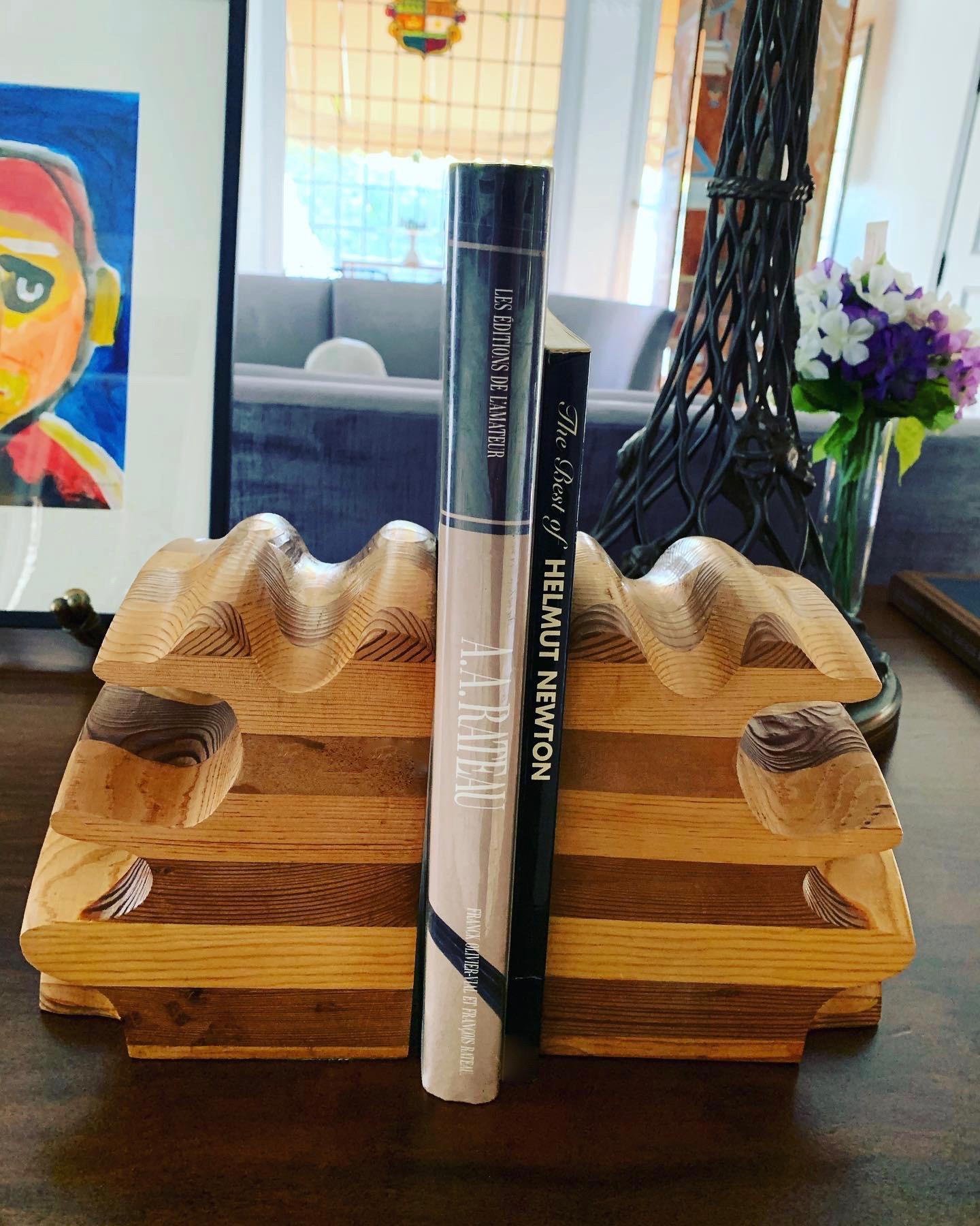 Organic Modern Pair of Wood Bookends in the manner of Don Shoemaker