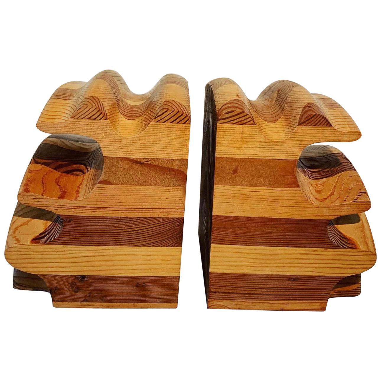 Pair of Wood Bookends in the manner of Don Shoemaker