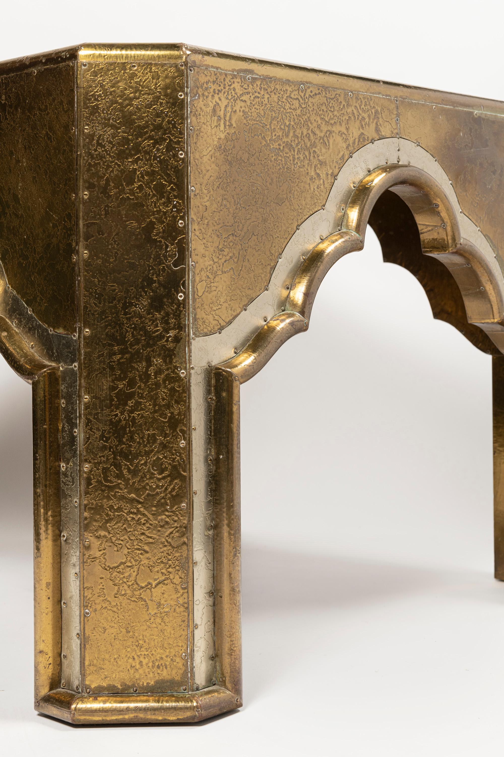 Mid-Century Modern Pair of wood, bronze and acrylic side signed by R. Dubarry, Spain, circa 1970. For Sale