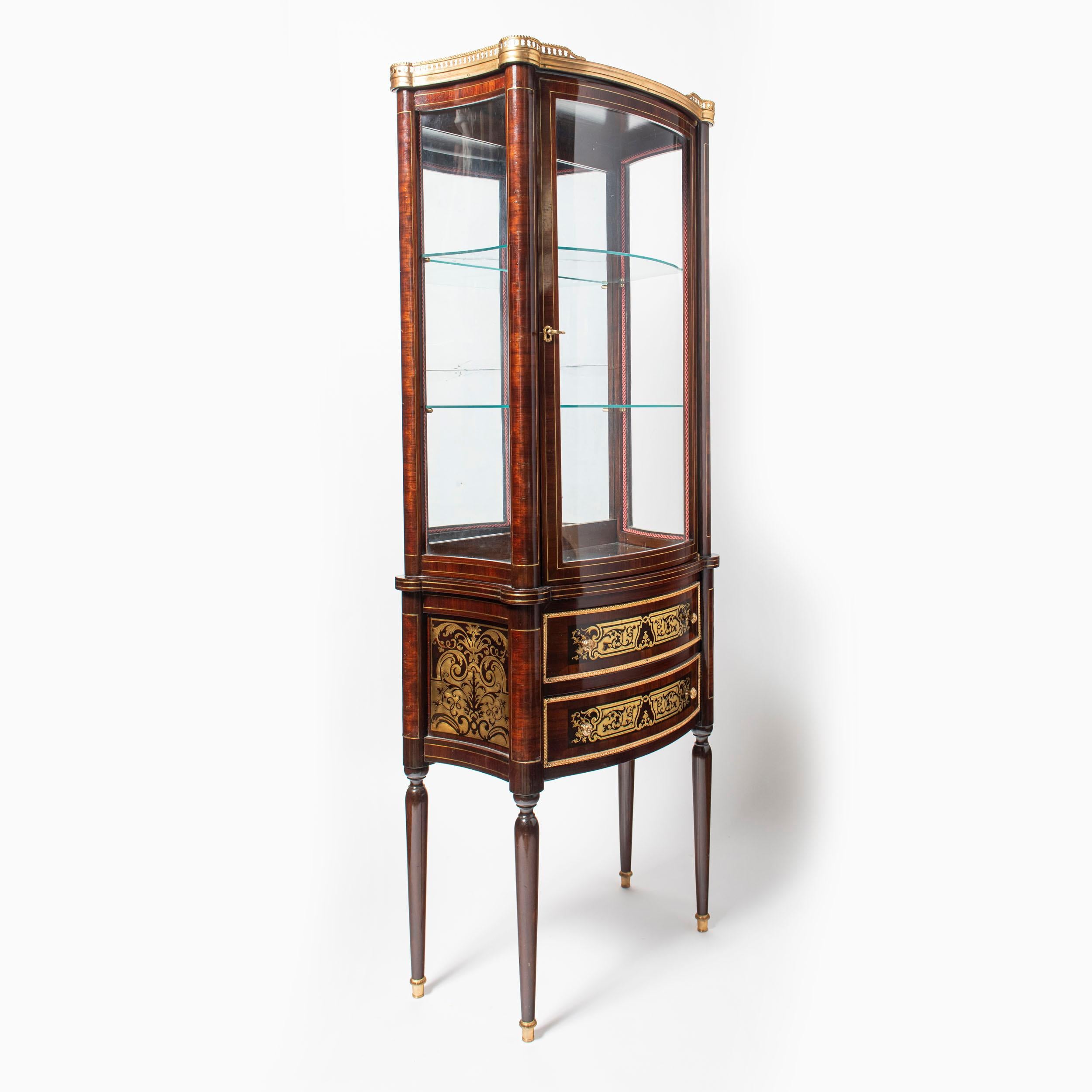 Napoleon III Pair of Wood, Bronze and Glass Showcases Vitrines, France, Late 19th Century For Sale
