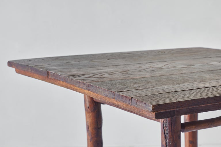 Pair of Wood Brutalist Tables For Sale 5