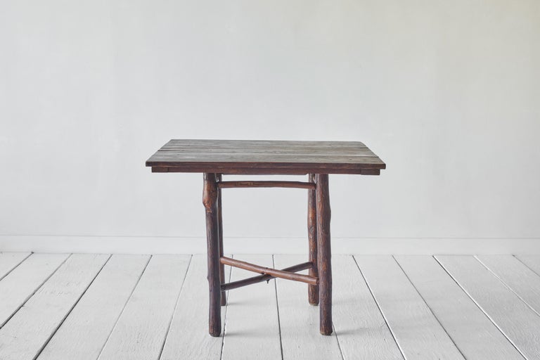 French Pair of Wood Brutalist Tables For Sale