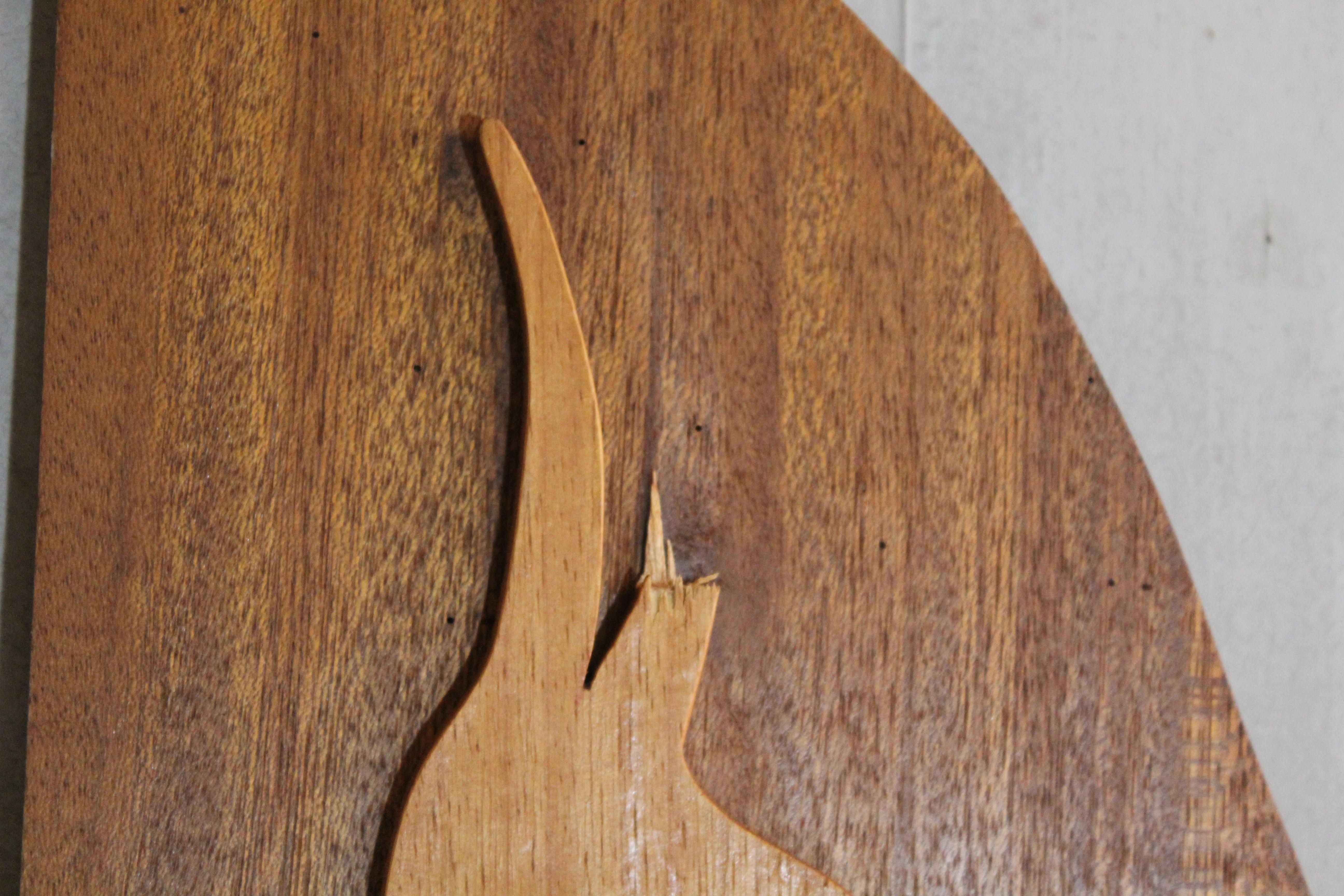 Teck Paire d'art mural sculpté en bois en vente