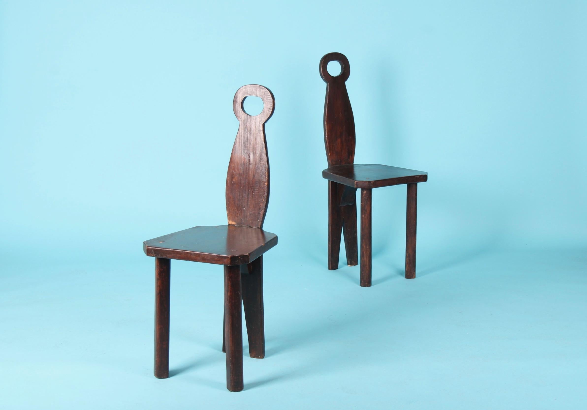 French Pair of Wood Chairs