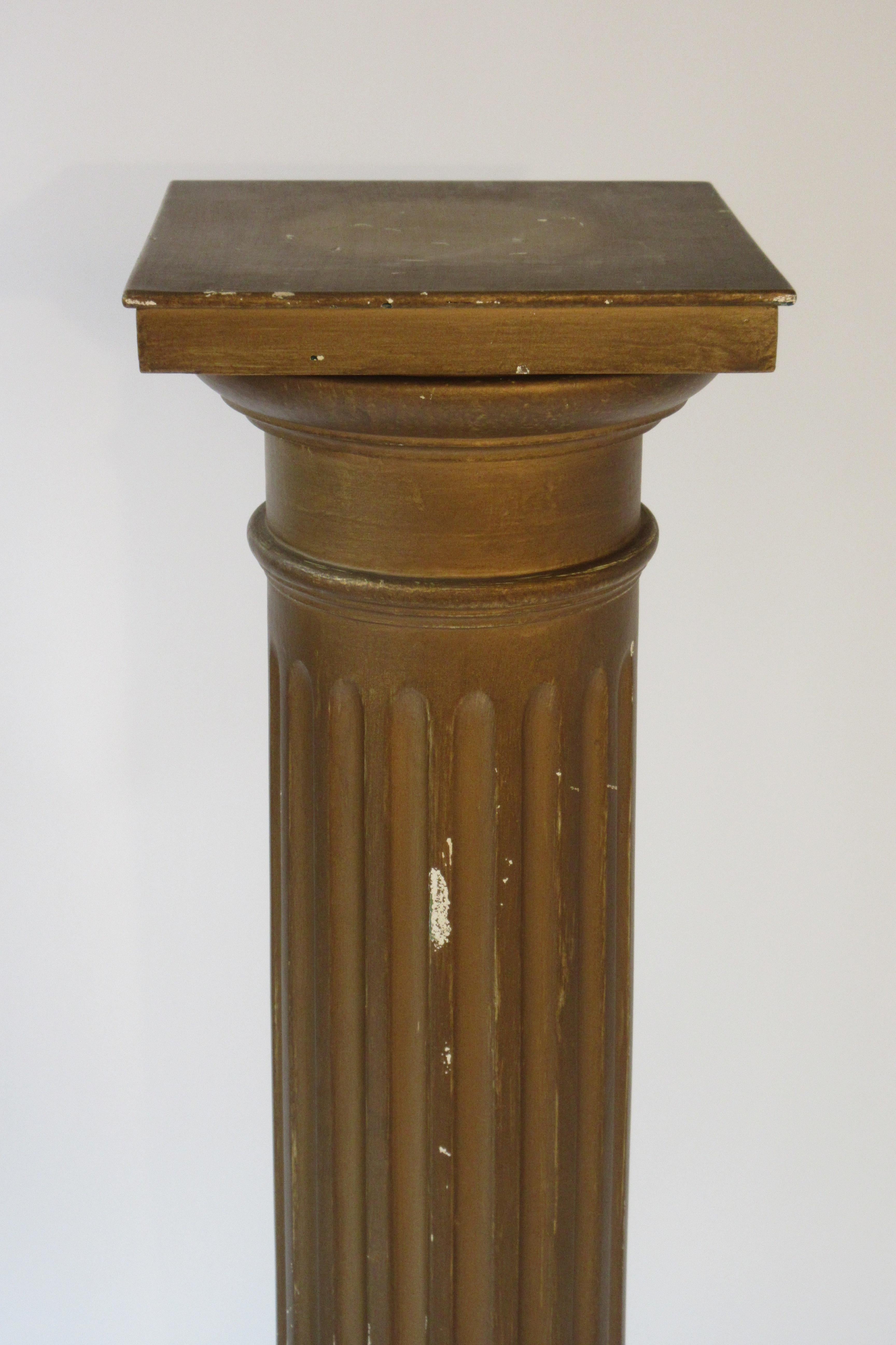 Pair of wood column pedestals. Pedestals need repainting.