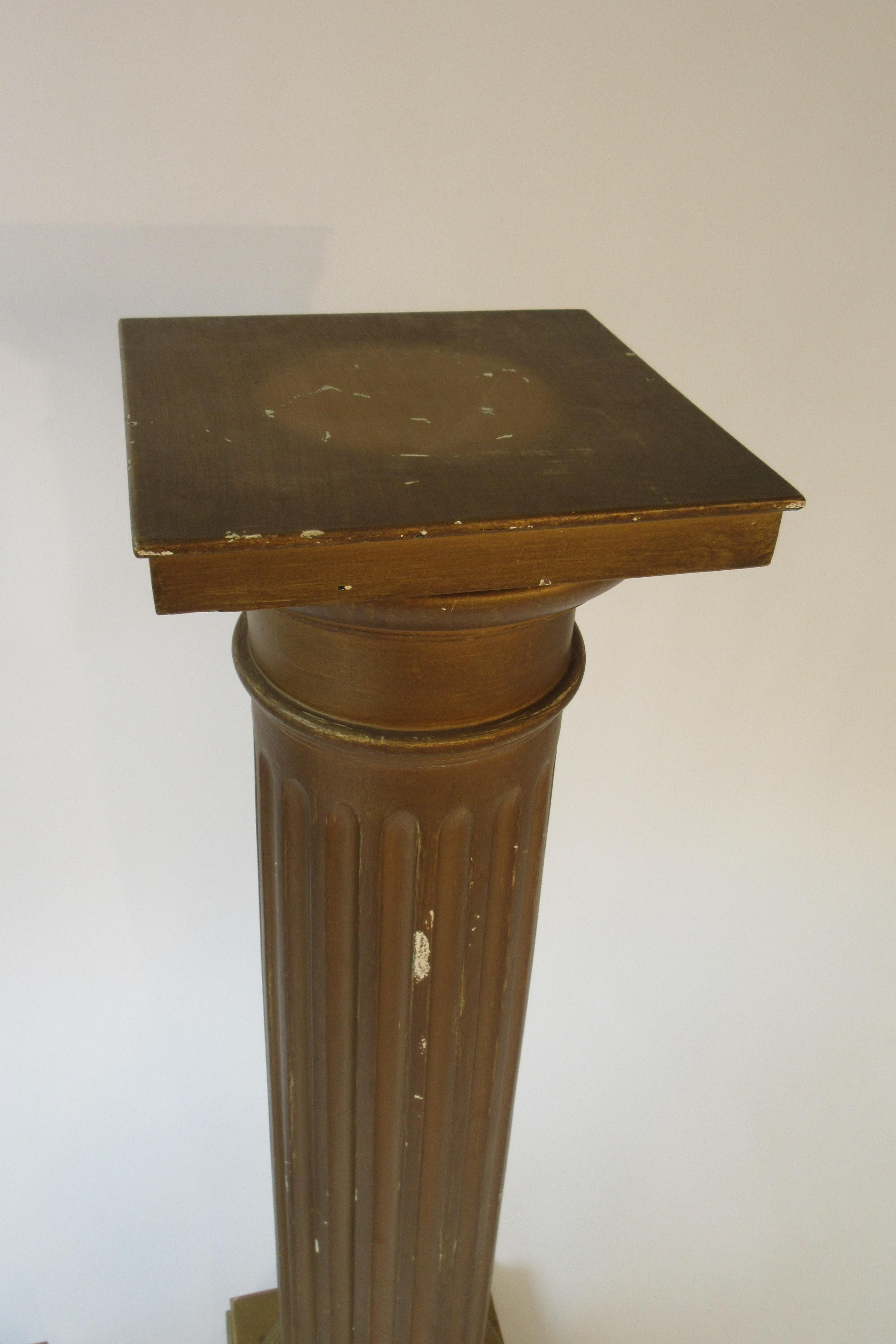Pair of Wood Column Pedestals In Fair Condition In Tarrytown, NY