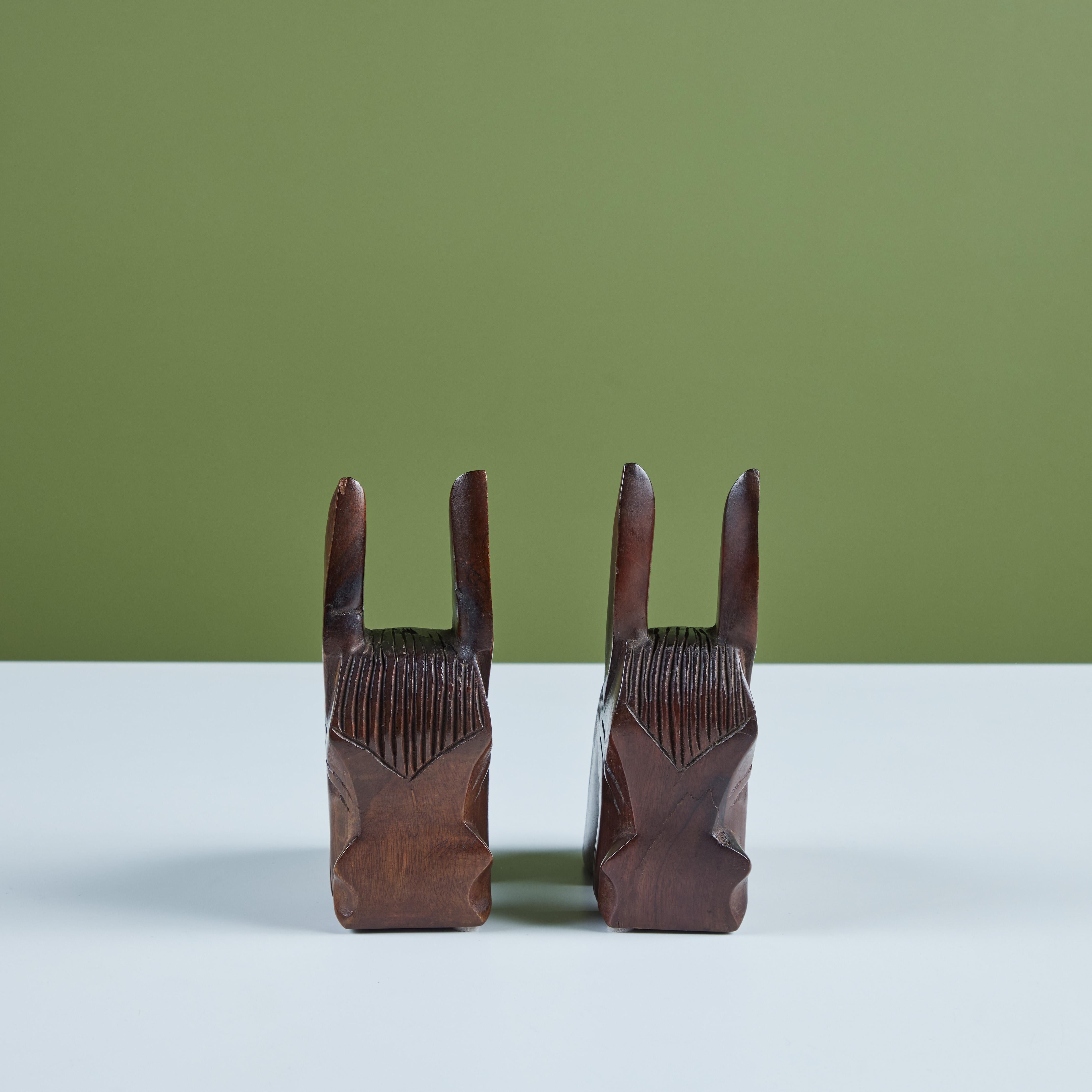 Pair of Wood Donkey Bookends For Sale 1