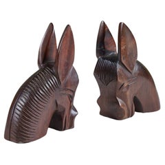 Pair of Wood Donkey Bookends