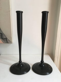 Pair of Wood Fluted Candlesticks