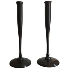 Pair of Wood Fluted Candlesticks