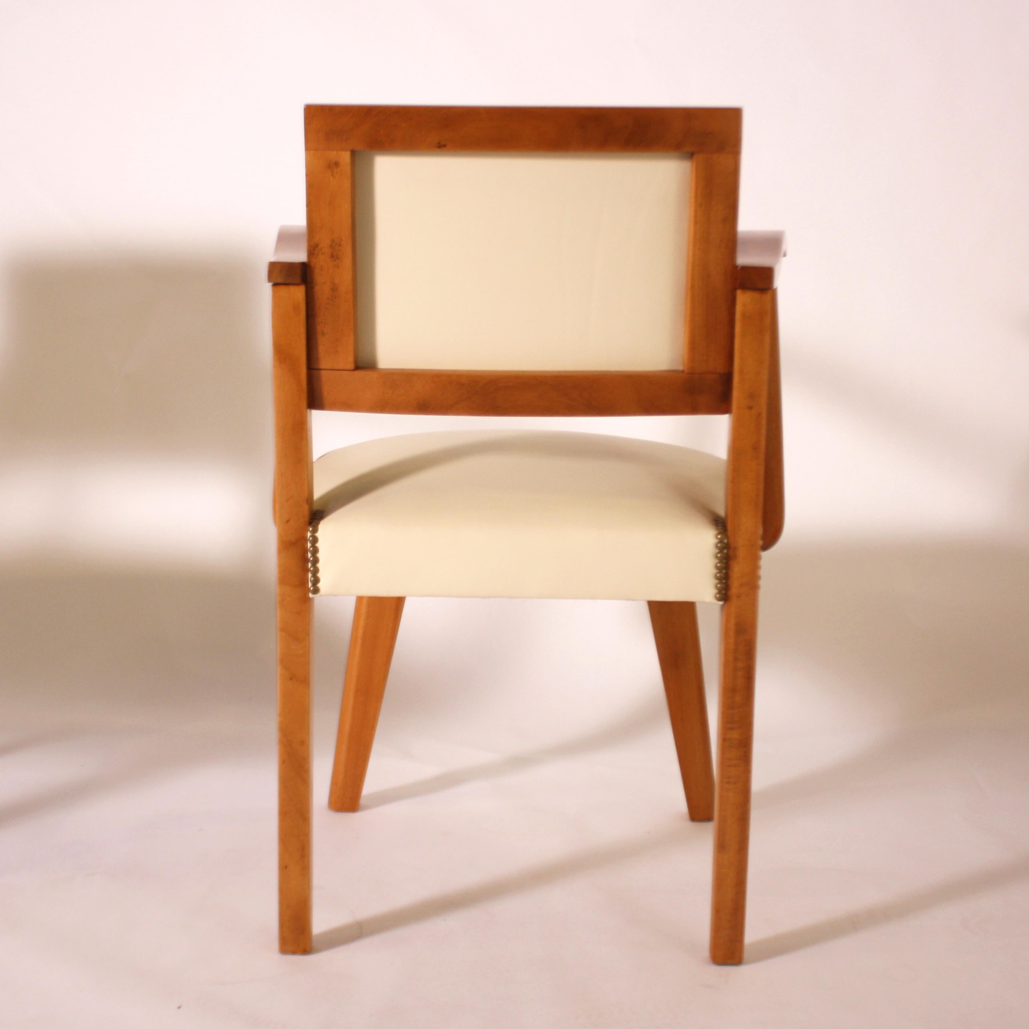 Pair of Wood Frame Armchairs with Leather, circa 1960 1