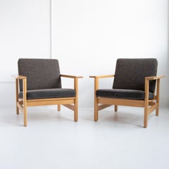 Pair of Wood Frame Soren Holst Lounge Chairs, Mid-Century, Danish