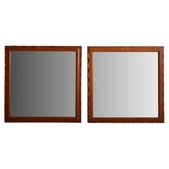 Pair of Wood Frame Squiggle Mirrors, Italy, 1970s