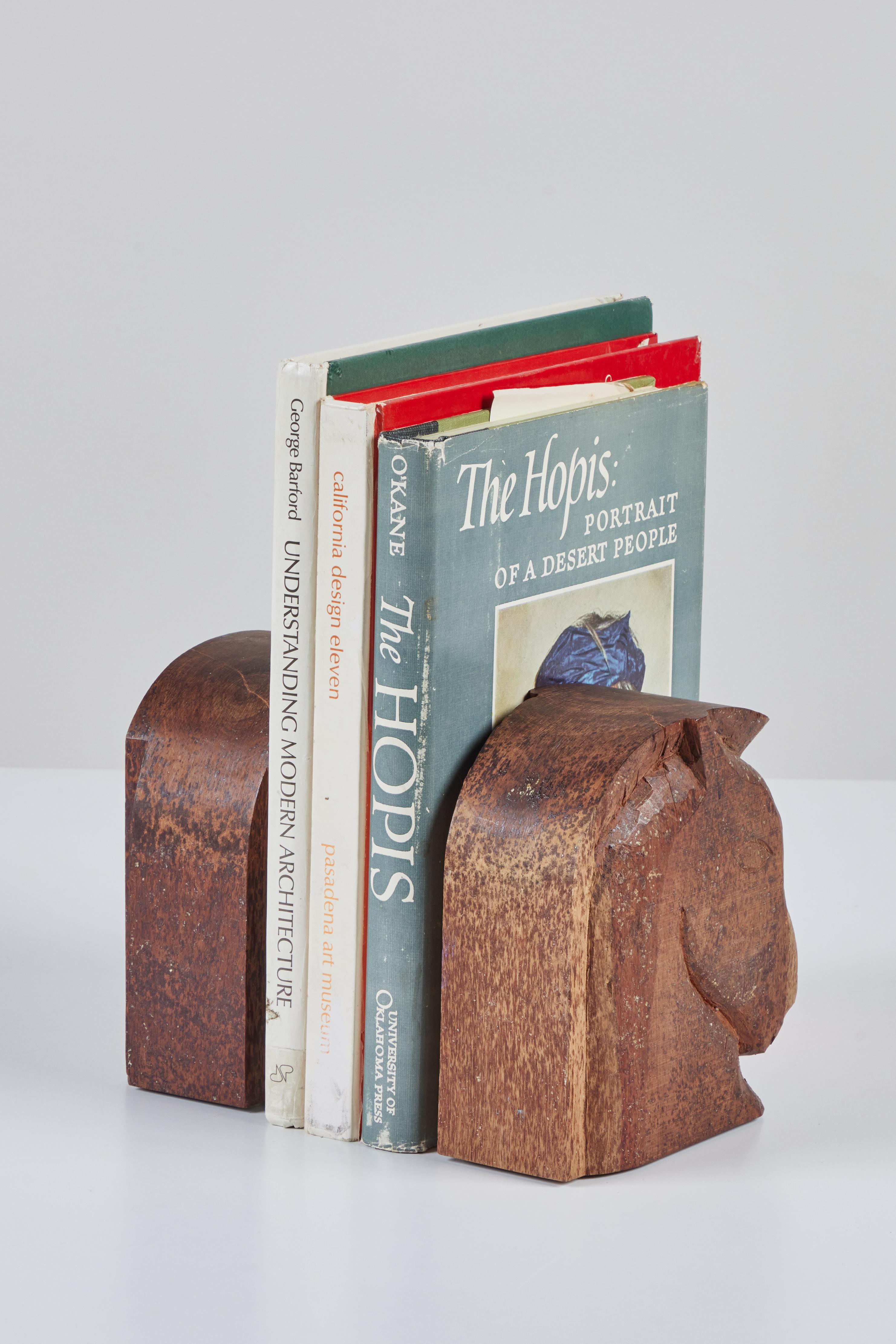 American Pair of Wood Horse Head Bookends For Sale