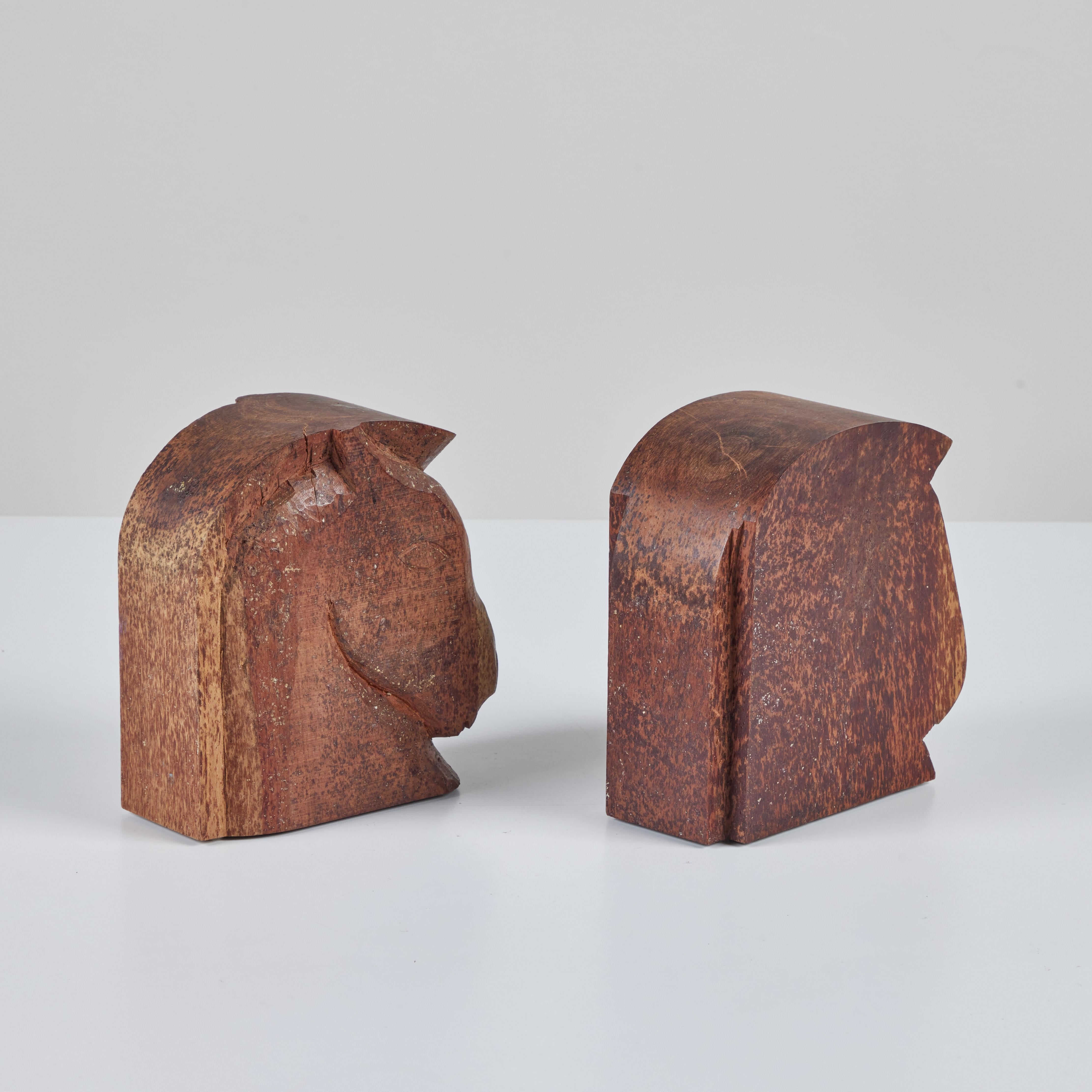 Pair of Wood Horse Head Bookends For Sale 1
