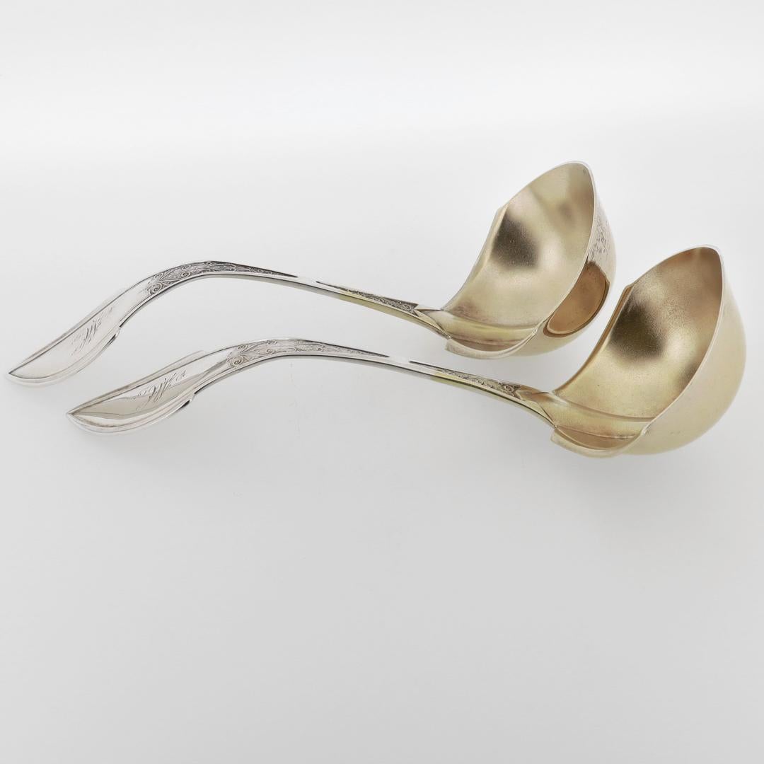 Pair of Wood & Hughes Sterling Silver Zephyr Pattern Gravy or Sauce Ladles For Sale 4