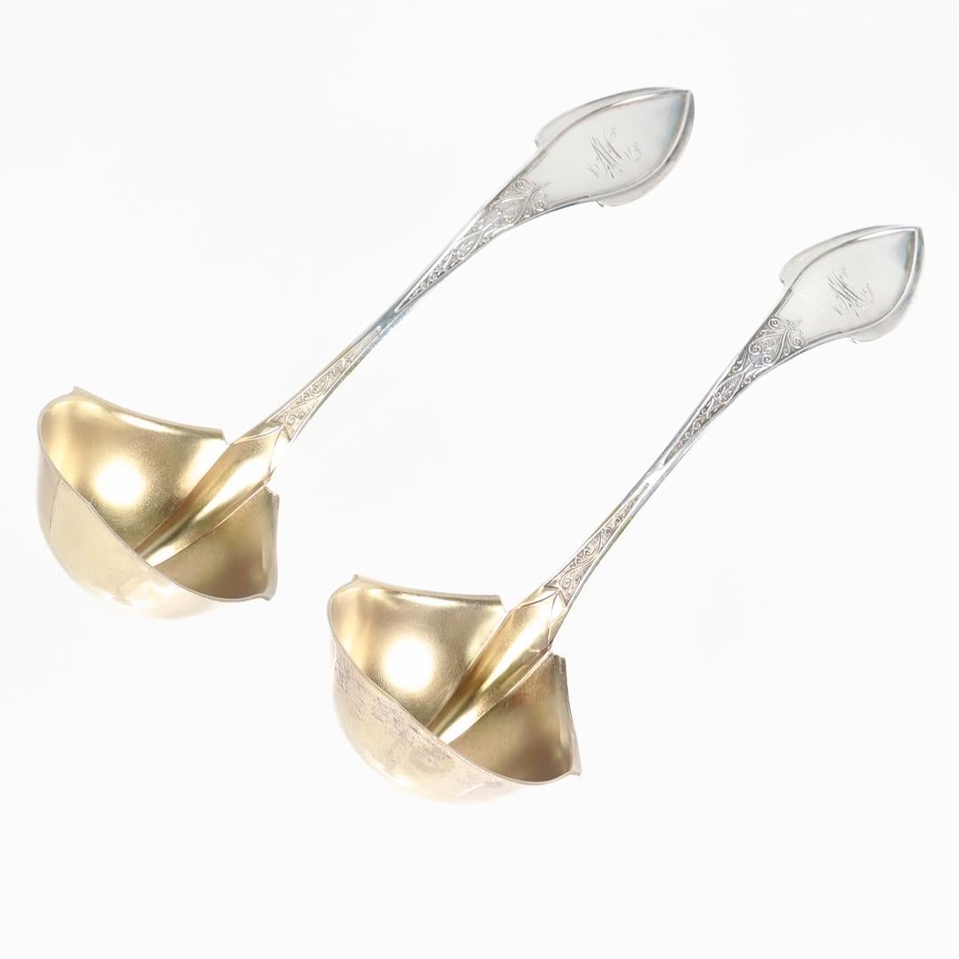 Pair of Wood & Hughes Sterling Silver Zephyr Pattern Gravy or Sauce Ladles For Sale 13