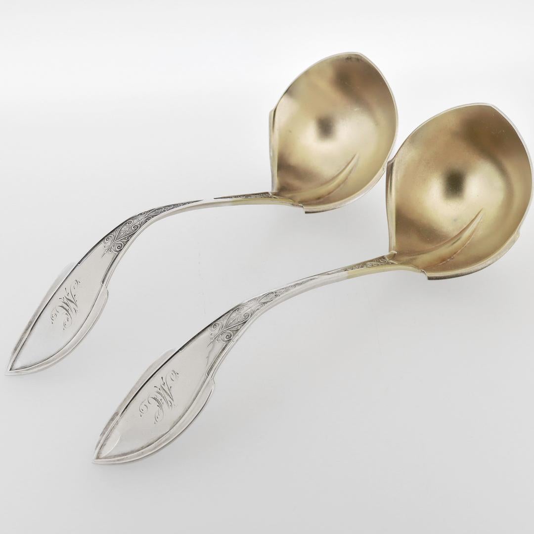 American Pair of Wood & Hughes Sterling Silver Zephyr Pattern Gravy or Sauce Ladles For Sale