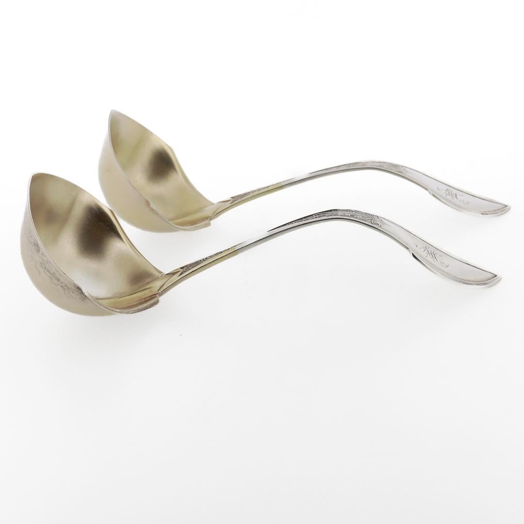Pair of Wood & Hughes Sterling Silver Zephyr Pattern Gravy or Sauce Ladles For Sale 1