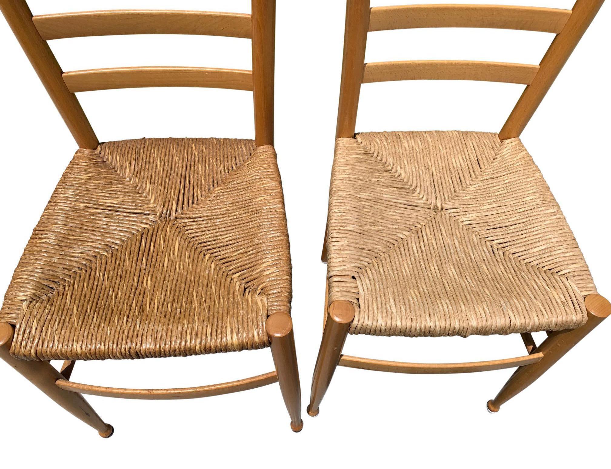 Pair of Wood Italian Ladder Back Chairs Attributed to Gio Ponti 1