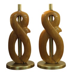 Pair of Wood Lamps by Light House Lamp & Shade Co.