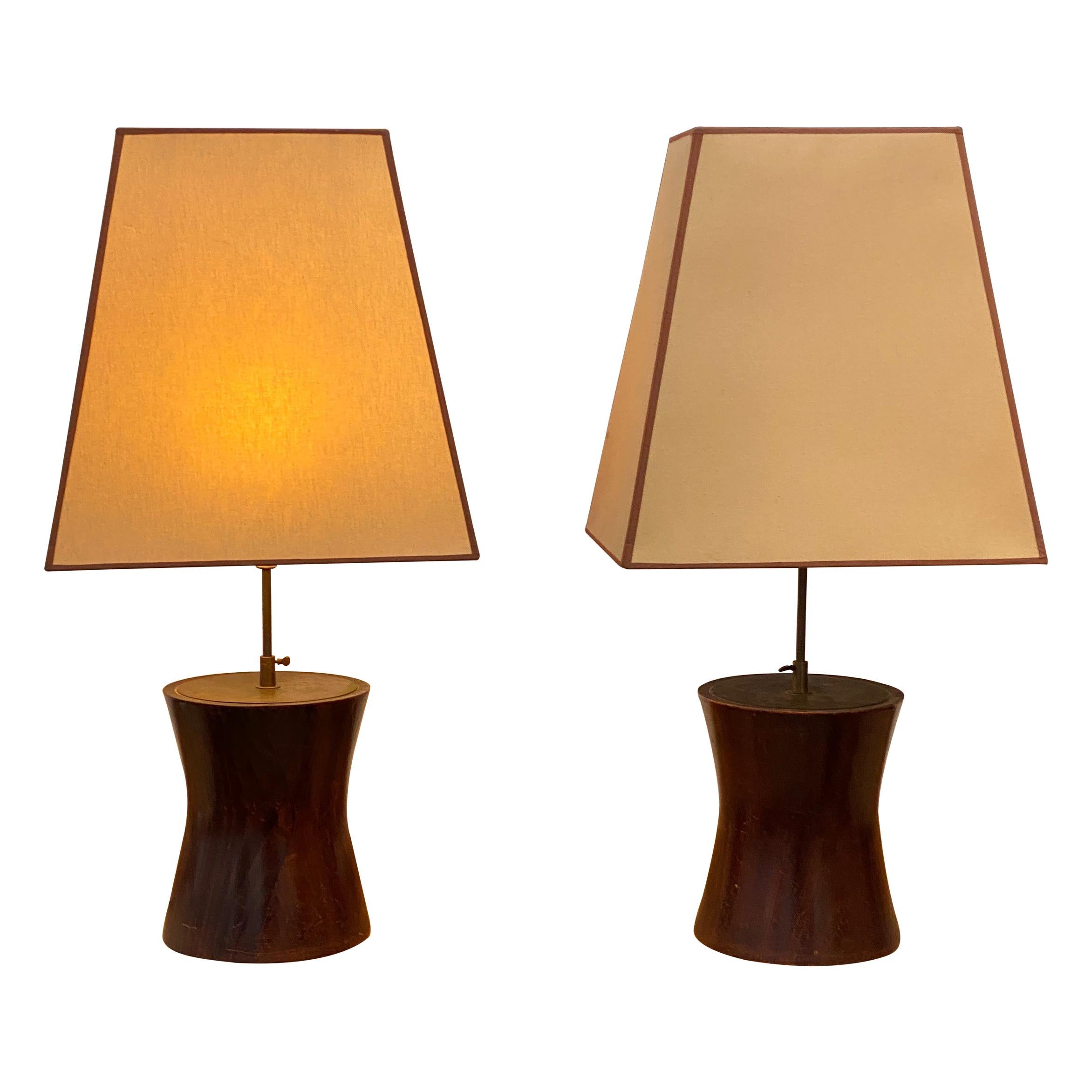 Pair Of Wood Specimen Lamps For Sale at 1stDibs