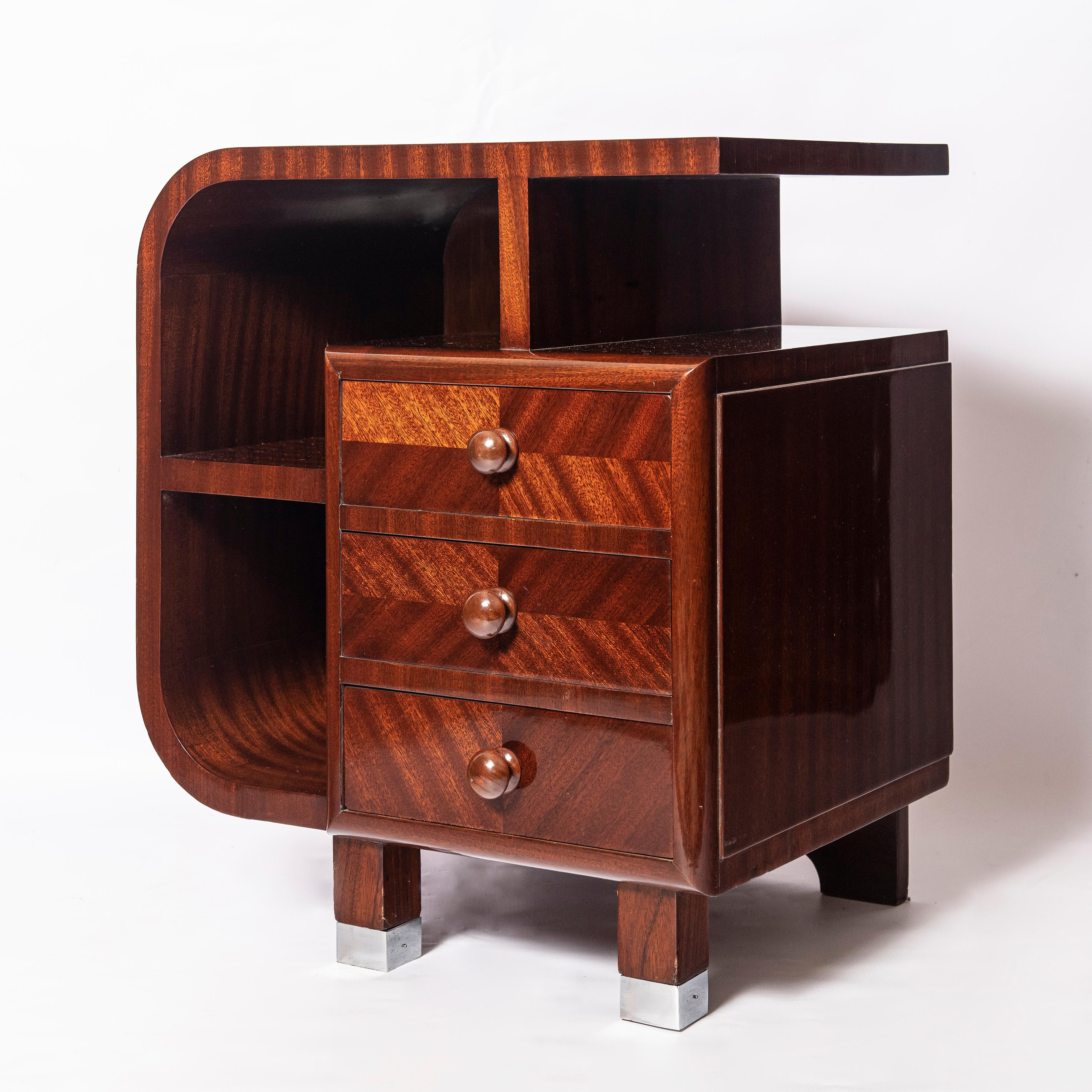 Pair of wood nightstands. Art Deco Period, France, circa 1940.