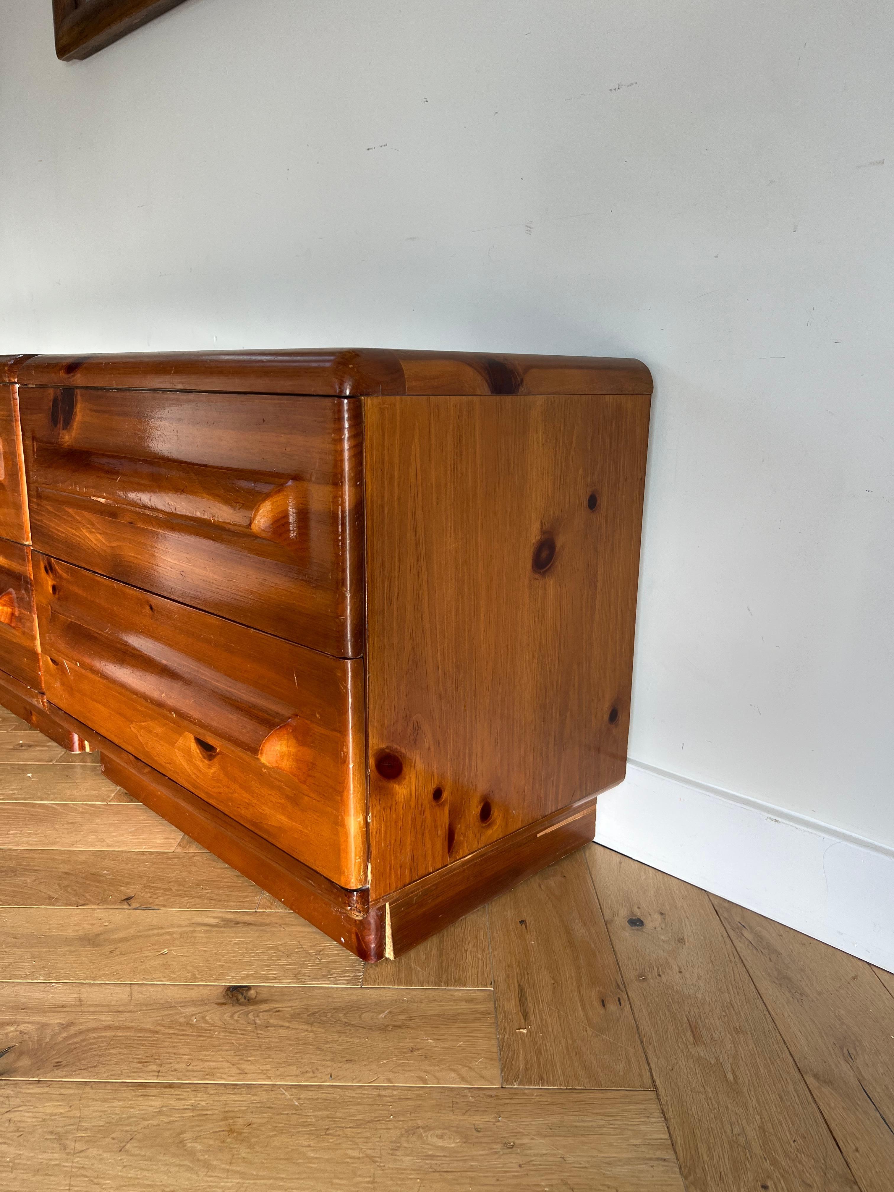 Mid century Pair of chunky Wood Nightstands by Broyhill, 1970s 6