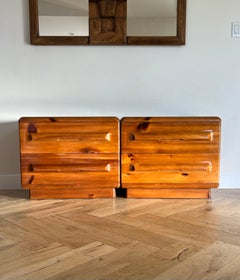 Mid century Pair of chunky Wood Nightstands by Broyhill, 1970s