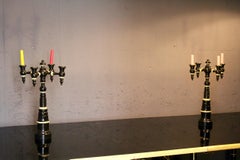 Pair of wood painted candlestick