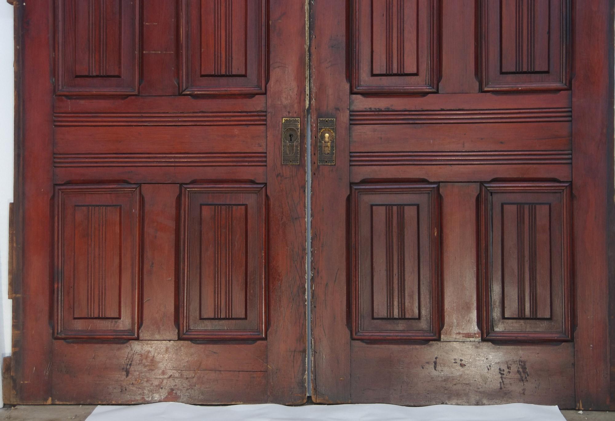 Paar Wood Pocket Doors 6 hochgezogene Paneele Aesthetic Movement (Ästhetizismus)