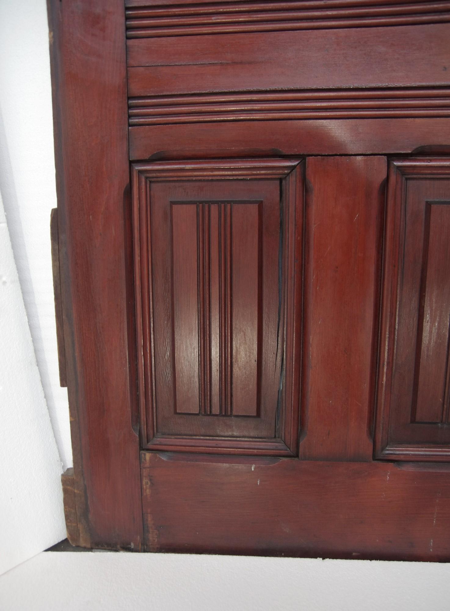 Pair Wood Pocket Doors 6 Raised Panels Aesthetic Movement In Good Condition In New York, NY