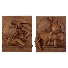 Pair of Wood Reliefs Germany circa 1908 Wall-Mounted Mythological Art Nouveau