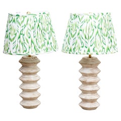Pair of Wood Ring Turned Table Lamps