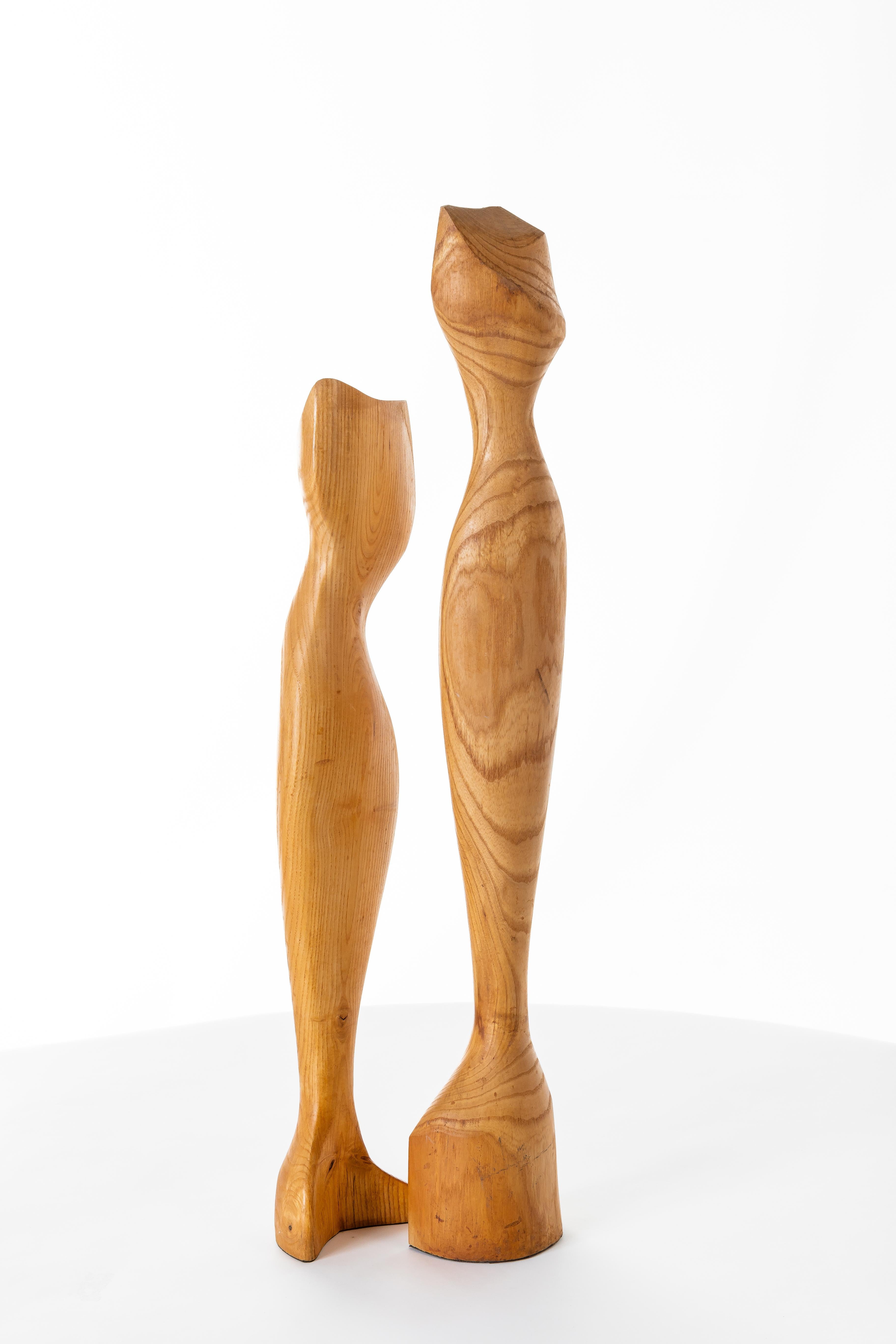 Modern Pair of Wood Sculptures For Sale